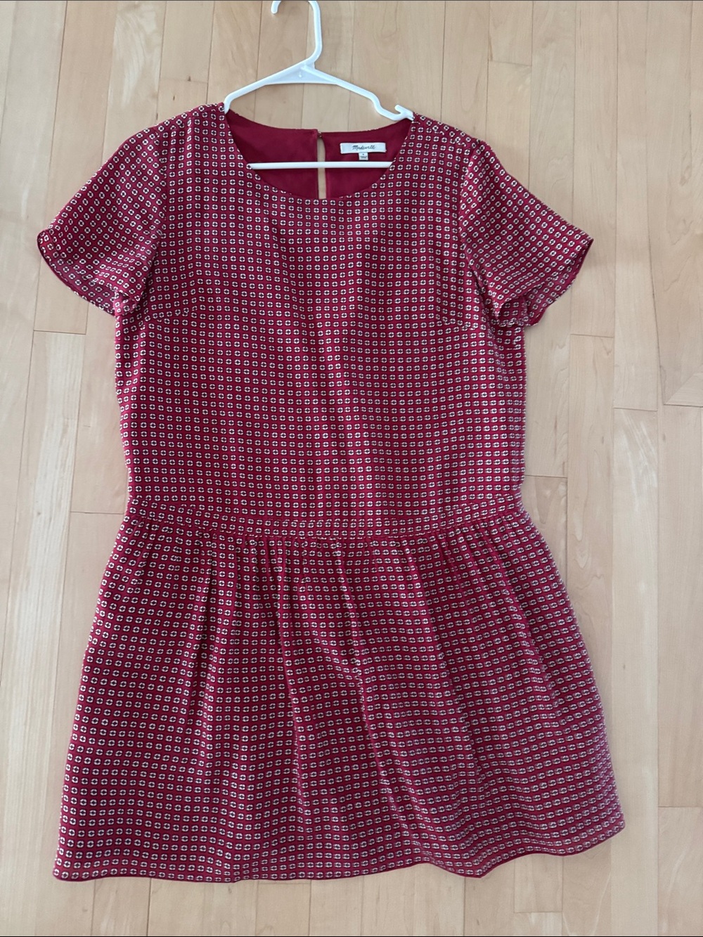 Madewell Red Geometric Short Sleeve Dress